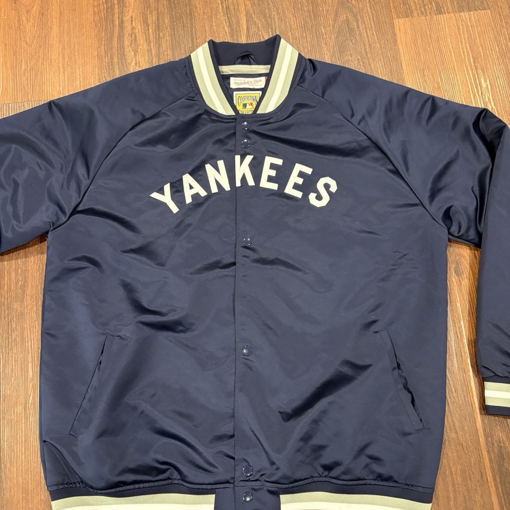 New York Yankees Mitchell & Ness Jacket‎ Navy Mens Size 2XL Satin Full Snap - Picture 3 of 16